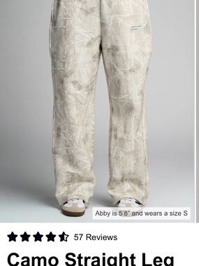 Camo Straight Leg Pants — Silver Birch XS